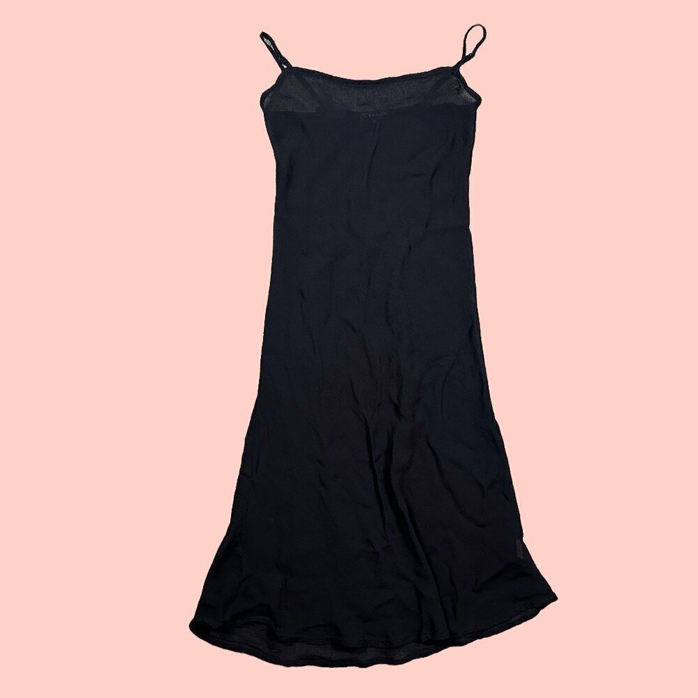Tessuto Sheer Black Sheath Midi Dress Women's Size 6 - Goth / Minimalist / Chic